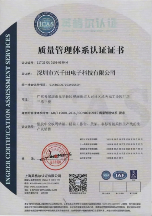 通过2023年度ISO9001认证2